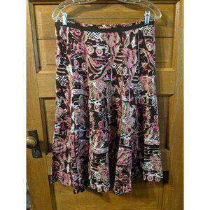 CJ Banks Christopher Skirt 6 Pink Brown Modest Womens Aline